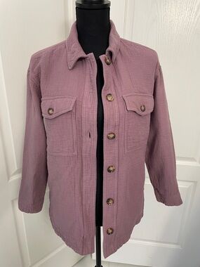 Madewell Shirt Jacket Faded Fig waffle cotton XS lightweight purple